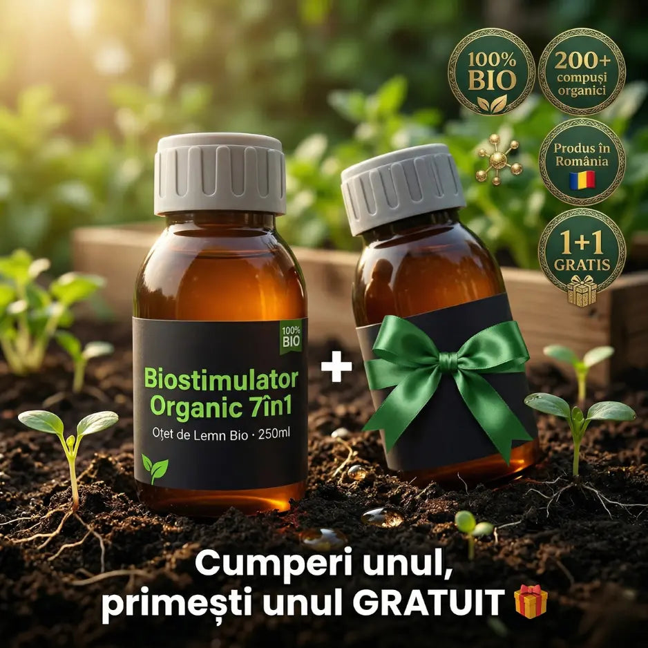 (1+1 GRATIS) Oțet de Lemn Bio 250ml – Biostimulator Organic 7în1